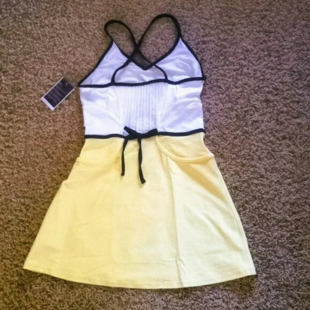NWT NIKE Maria Sharapova Tennis Dress w/ Bra Skirt yellow white S Small - Picture 8 of 14